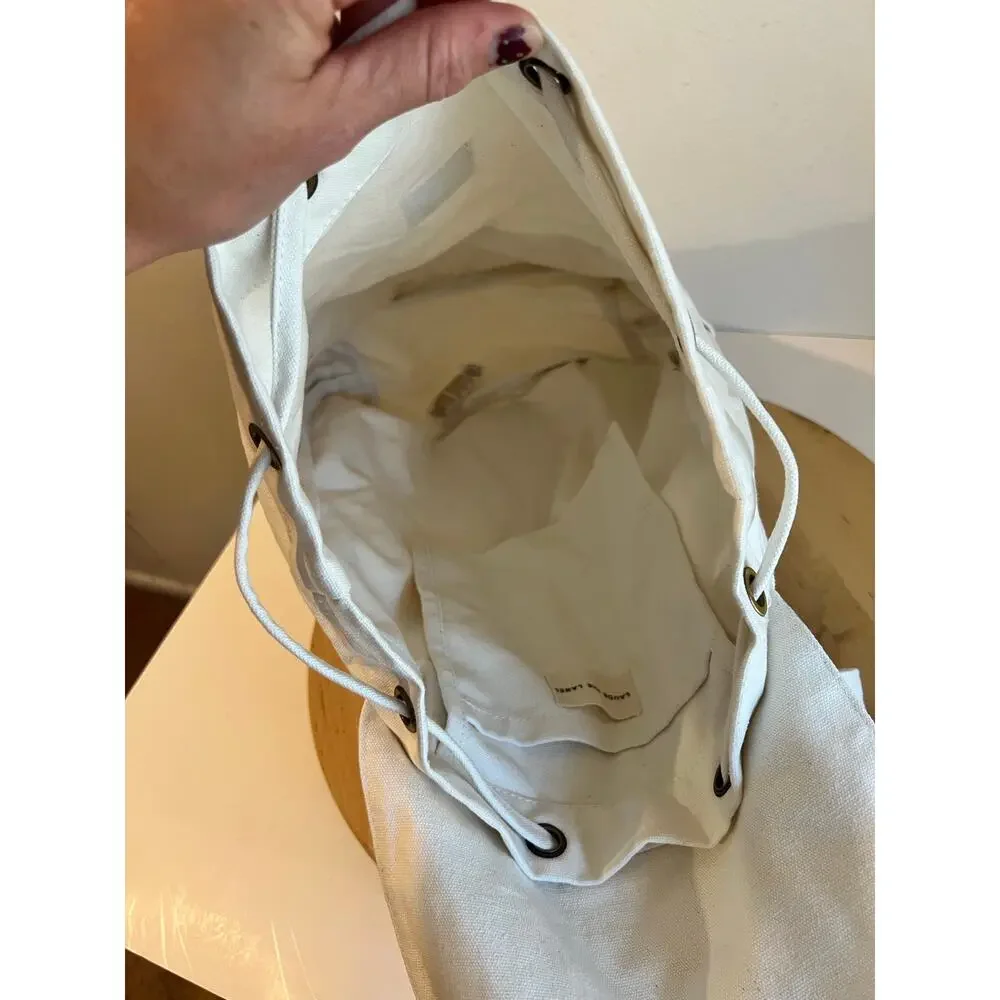 Laude The Label Cream Ivory Cotton Canvas Convertible Backpack